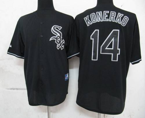 White Sox #14 Paul Konerko Black Fashion Stitched MLB Jersey - Click Image to Close